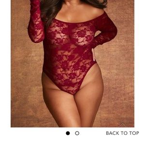 Never Worn Off The Shoulder Lace Bodysuit - Garnet